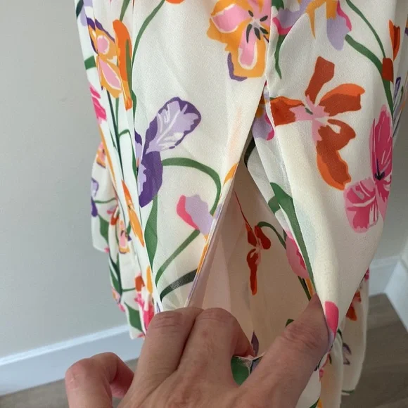 Fairy Core Colorful Blooms Floral Chiffon Skirt Mini Dress Size Small - Picture 6 of 12